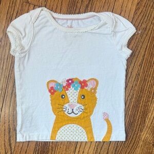 Baby Boden Cat with Floral Crown Appliqué top size 6-12 months